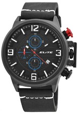 ELITE Armbanduhr Herren Uhr Chronograph Ø50 mm schwarz rot Analog Stoppfunktion