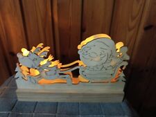 LED Rentierschlitten Beleuchtet Holz Weihnachtsmann Holzaufsteller Weihnachten