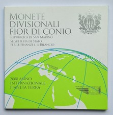 San Marino KMS 2008 Original Folder, kpl. Kursmünzensatz mit 5 Euro Silber Münze