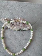 Zuchtperlenkette Facettierte  Jadekugeln hochwertig.