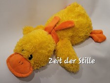 HEUNEC Ente mit Schal liegend Gelb & Orange Stofftier Kuscheltier 60 cm *