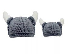 Wikinger Viking Mütze Wintermütze Wollmütze Helm Kinder Erwachsene Vater Sohn