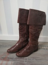 Promod Echtleder Stiefel Overknee Musketier braun Gr. 39