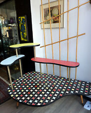 XXL 50er 60er Jahre Bunte Blumenetagere Blumenbank Mosaik Bambus Nierentisch Ära