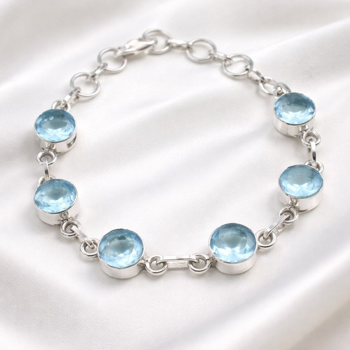 Armband blautopas silber - silber, 925