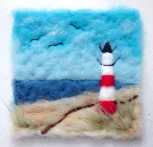 Wollbild leuchtturm meer - ♥wollbild,