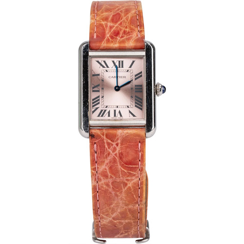 Cartier pink dial tank - pink, must