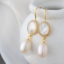 D10 Ohrringe Süßwasserperle