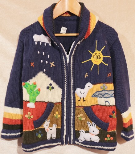 Strickjacke jeansblau bunt - , gr