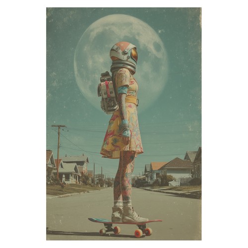 Astronaut skateboard retro - astronaut,
