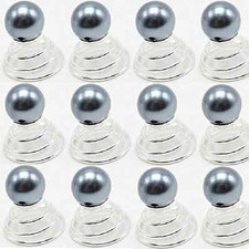 Set 10 Curlies Haarspiralen Perlen Hochzeit Kommunion Haarnadeln Haarschmuck NEU