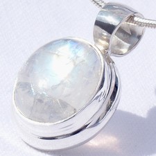 MO05 Mondstein SILBER 925 21mm Anhänger f. Ketten moonstone silver 925 w. VIDEO