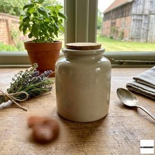 Steingut Topf Korkdeckel grau