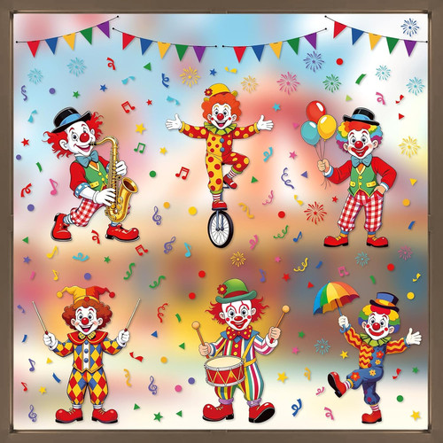 6blatt fensterbilder karneval - fensterbilder,