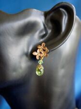 Ohrringe Stecker Gold Peridot Blüten Blumen Jugendstil Hochzeit Event