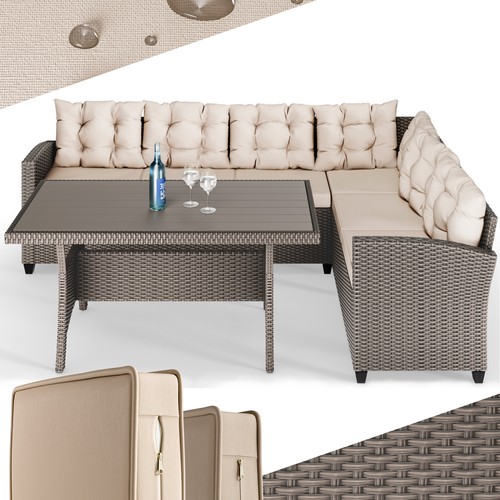 Polyrattan lounge set wpc - set,