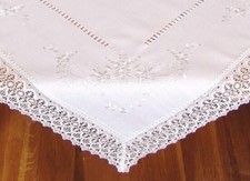 Tischdecke weiß Nostalgie Spitze Hohlsaum Läufer Kissen Deckchen Landhaus 704