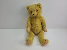 Teddybär Holzwolle Glasaugen 63cm Kuscheltier Spielzeug alt antik #2510463