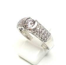 schöner 925 Sterling Silber Ring Cubik Zirkonia Steine klar signiert CZ RG.60