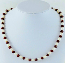 Ketten, Echte Süßwasser-Zucht-Perlen-Halskette 1 Stück ca.30-60cm Weiß & Rot Neu