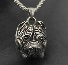 Englische Bulldogge Anhänger Edelstahl Halskette Tier Dog Silber Biker KE089B