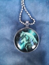 Modeschmuck Kette mit Anhänger rund, WOLF, Mittelalter - Outfit