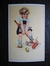 Alte AK , Mädchen spielt in Holzschuhen Krocket  (J255)