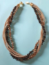 Vintage Damen Perlen-Kette dreifarbig mehrreihig 48 cm lang 