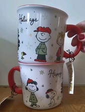 ❤️Peanuts Gang XL Jumbo Tassen Becher Set Snoopy WoodWinter Weihnacht Tannenbaum