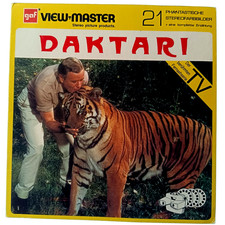 VIEW-MASTER GROSS-ALBUM ⭐ DAKTARI ⭐ Text deutsch !  TV  3D Stereo Bildscheiben