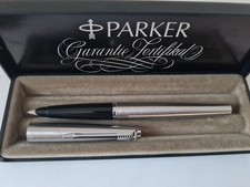 PARKER 45 "M" Füllhalter Patronenfüller Edelstahl im original Etui Vintage