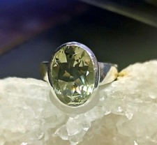 Ring Prasiolith, grüner Amethyst, 925er Silber, Gr. 17,8 - Grün