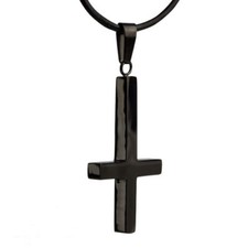 Umgedrehtes Kreuz Edelstahl Schwarz! Black Metal Petruskreuz  / x804