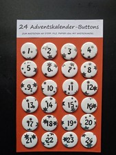 24 Zahlen-Button Blech mit