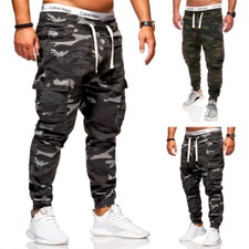 behype. Herren Camouflage Cargo Hose Jeans mit Taschen 80-1388 Khaki/Schwarz NEU