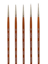  Rotmarder Pinsel Set - Größe 10/0, 5/0, 4/0, 000 und 00 für Aquarellfarben