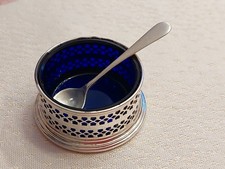 Wunderschönes Saliere+Löffel, 925 Sterling Silber, BH 1925, Adie Brothers Ltd.