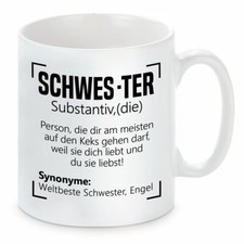Herzbotschaft® Tasse mit Motiv: SCHWES-TER SCHWESTER ENGEL WELTBESTE