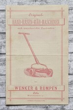 Hand Rasen Mäh Maschine Wenker Rumpen Cöln Köln Garten Gerät Werbung Reklame alt