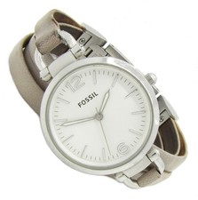 Fossil Georgia Armbanduhr Damen Leder Edelstahl beige ES-3155 3ATM Batt neu S142