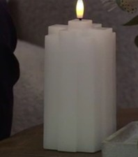 ELAMBIA 3 LED-Kerzen Säulen-Design Flamme Luma, Timer H. 10, 12,5 & 15cm Weiß 