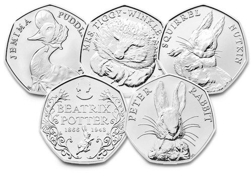 Beatrix potter 50p münzen - beatrix,