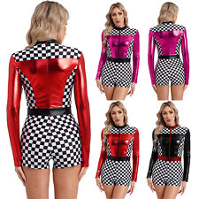 Damen Uniform Halloween Overall Karneval Rennfahrer Kostüm Fasching Jumpsuit