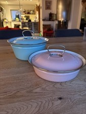 2 MES EMAILLE BUNTSTAHL TOPF