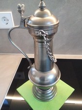 ?Etain Peltro Zinn 95% Großer Krug mit Deckel und Kette ?ca. 33 cm- 943 gr.   