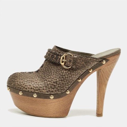 Gucci clogs olivgrün leder - olivgrün,