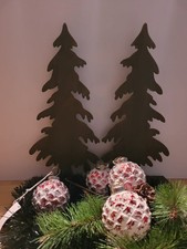 4 wunderschöne Weihnachtskugeln aus Glas, Christbaumschmuck Silber/Rot