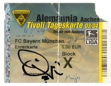 Ticket Pokal Alemannia Aachen - Bayern München 2003/04 Autogramm Erik Meijer