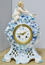 Schöne antike französische 8 Tage Glockenschlag französische Porzellan Manteluhr