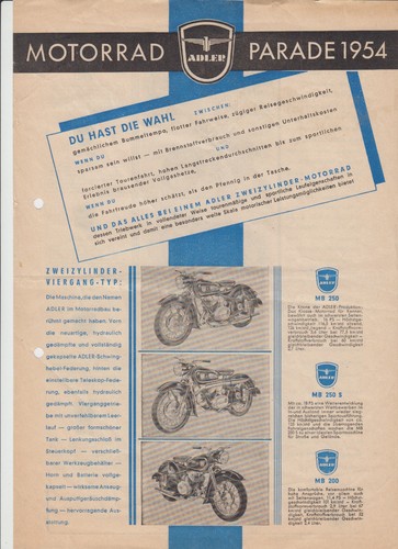 Adler motorrad programm - programm, 1954